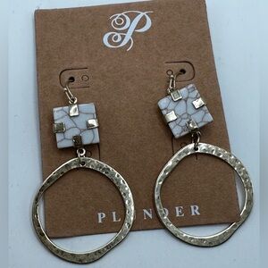 PLUNDER Gold Round Dangling Dangling Lightweight Casual Earrings